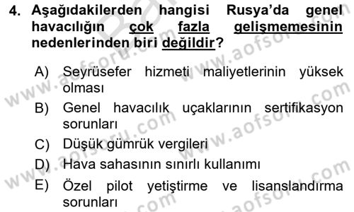 Genel Havacılık Dersi 2025 - 2026 Yılı (Final) Dönem Sonu Sınav Soruları 4. Soru