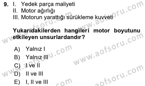 Genel Havacılık Dersi 2025 - 2026 Yılı (Final) Dönem Sonu Sınav Soruları 9. Soru