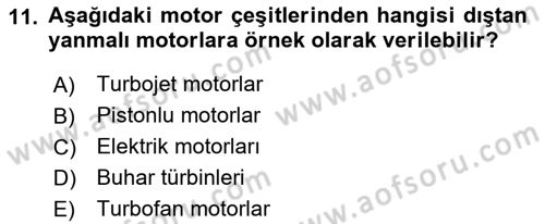 Genel Havacılık Dersi 2018 - 2019 Yılı 3 Ders Sınav Soruları 11. Soru
