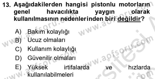Genel Havacılık Dersi 2018 - 2019 Yılı 3 Ders Sınav Soruları 13. Soru