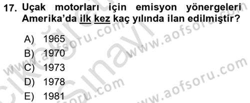 Genel Havacılık Dersi 2018 - 2019 Yılı 3 Ders Sınav Soruları 17. Soru