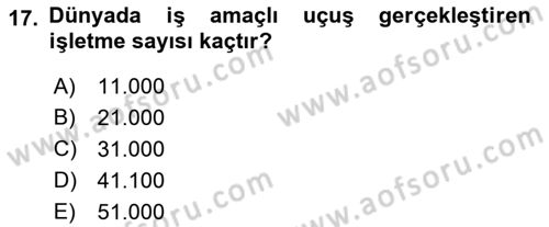 Genel Havacılık Dersi 2018 - 2019 Yılı (Vize) Ara Sınav Soruları 17. Soru