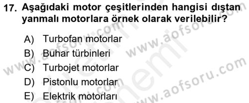 Genel Havacılık Dersi 2018 - 2019 Yılı (Final) Dönem Sonu Sınav Soruları 17. Soru