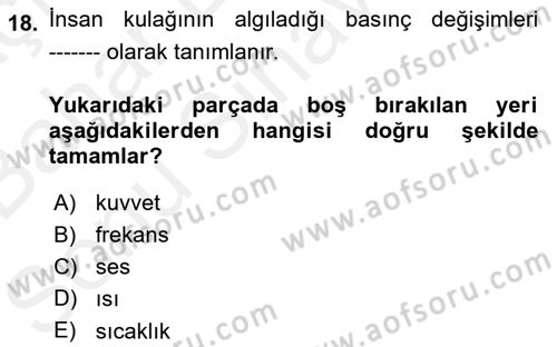 Genel Havacılık Dersi 2018 - 2019 Yılı (Final) Dönem Sonu Sınav Soruları 18. Soru