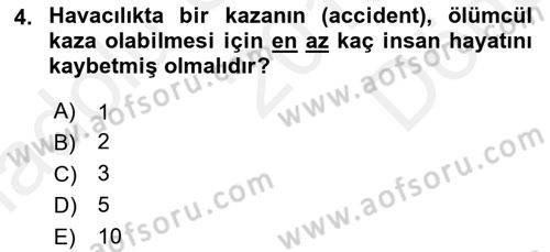 Genel Havacılık Dersi 2018 - 2019 Yılı (Final) Dönem Sonu Sınav Soruları 4. Soru