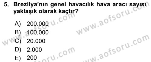 Genel Havacılık Dersi 2018 - 2019 Yılı (Final) Dönem Sonu Sınav Soruları 5. Soru