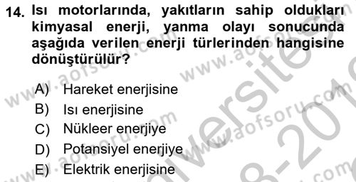 Genel Havacılık Dersi 2018 - 2019 Yılı Yaz Okulu Sınav Soruları 14. Soru