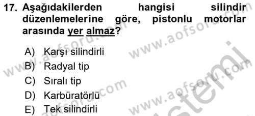 Genel Havacılık Dersi 2018 - 2019 Yılı Yaz Okulu Sınav Soruları 17. Soru