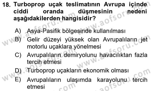 Genel Havacılık Dersi 2021 - 2022 Yılı (Vize) Ara Sınav Soruları 18. Soru