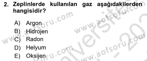 Genel Havacılık Dersi 2021 - 2022 Yılı (Final) Dönem Sonu Sınav Soruları 2. Soru