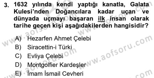 Genel Havacılık Dersi 2021 - 2022 Yılı (Final) Dönem Sonu Sınav Soruları 3. Soru