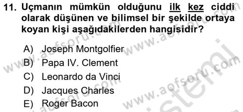 Genel Havacılık Dersi 2021 - 2022 Yılı Yaz Okulu Sınav Soruları 11. Soru