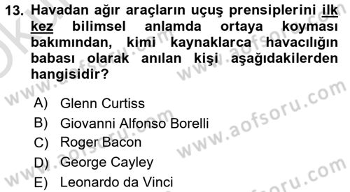 Genel Havacılık Dersi 2021 - 2022 Yılı Yaz Okulu Sınav Soruları 13. Soru
