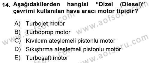 Genel Havacılık Dersi 2021 - 2022 Yılı Yaz Okulu Sınav Soruları 14. Soru