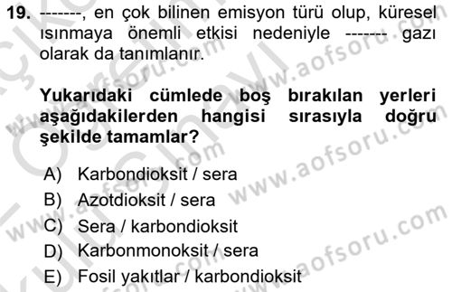 Genel Havacılık Dersi 2021 - 2022 Yılı Yaz Okulu Sınav Soruları 19. Soru