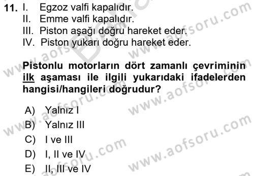 Genel Havacılık Dersi 2024 - 2025 Yılı (Final) Dönem Sonu Sınav Soruları 11. Soru