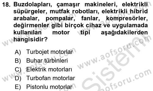 Genel Havacılık Dersi 2024 - 2025 Yılı (Final) Dönem Sonu Sınav Soruları 18. Soru