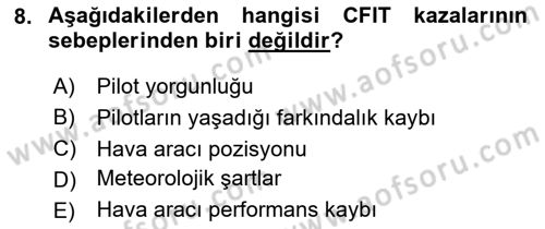 Genel Havacılık Dersi 2024 - 2025 Yılı (Final) Dönem Sonu Sınav Soruları 8. Soru