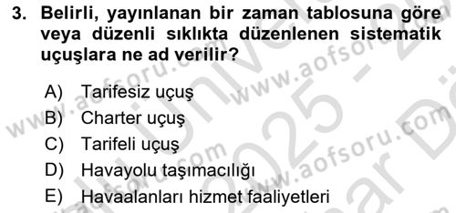 Genel Havacılık Dersi 2025 - 2026 Yılı (Vize) Ara Sınav Soruları 3. Soru