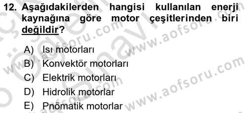 Genel Havacılık Dersi 2025 - 2026 Yılı Yaz Okulu Sınav Soruları 12. Soru
