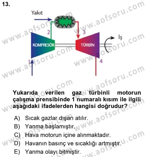 Genel Havacılık Dersi 2025 - 2026 Yılı Yaz Okulu Sınav Soruları 13. Soru