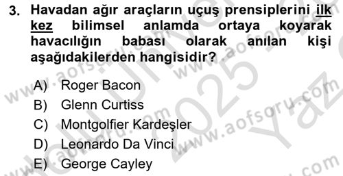 Genel Havacılık Dersi 2025 - 2026 Yılı Yaz Okulu Sınav Soruları 3. Soru