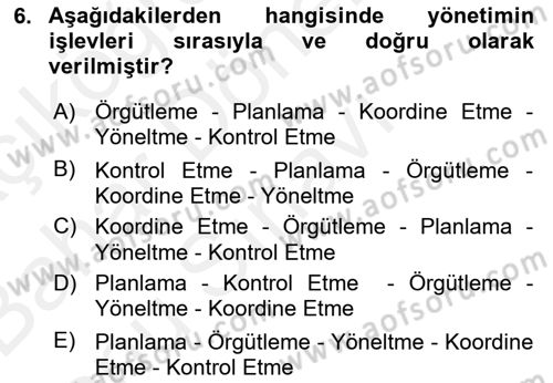 Havayolu İşletmelerinde Operasyonel Planlama Dersi 2018 - 2019 Yılı (Final) Dönem Sonu Sınav Soruları 6. Soru