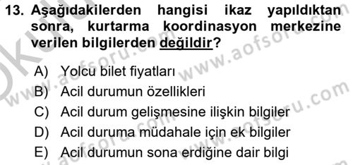 Havayolu İşletmelerinde Operasyonel Planlama Dersi 2018 - 2019 Yılı Yaz Okulu Sınav Soruları 13. Soru