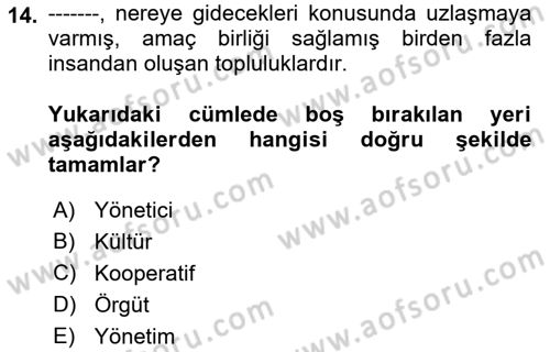 Havayolu İşletmelerinde Operasyonel Planlama Dersi 2018 - 2019 Yılı Yaz Okulu Sınav Soruları 14. Soru