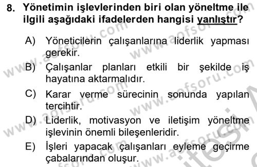 Havayolu İşletmelerinde Operasyonel Planlama Dersi 2018 - 2019 Yılı Yaz Okulu Sınav Soruları 8. Soru