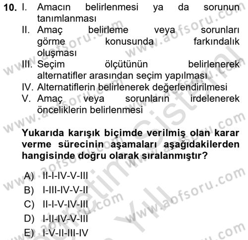 Havayolu İşletmelerinde Operasyonel Planlama Dersi 2021 - 2022 Yılı Yaz Okulu Sınav Soruları 10. Soru