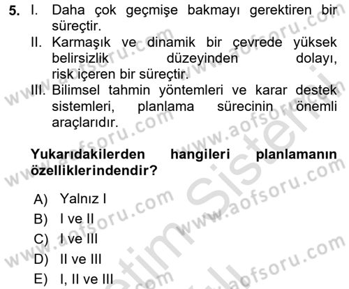 Havayolu İşletmelerinde Operasyonel Planlama Dersi 2023 - 2024 Yılı (Vize) Ara Sınav Soruları 5. Soru