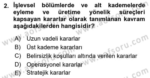 Havayolu İşletmelerinde Operasyonel Planlama Dersi 2023 - 2024 Yılı Yaz Okulu Sınav Soruları 2. Soru