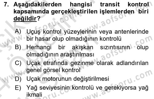 Havayolu İşletmelerinde Operasyonel Planlama Dersi 2023 - 2024 Yılı Yaz Okulu Sınav Soruları 7. Soru