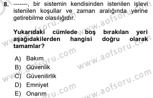 Havayolu İşletmelerinde Operasyonel Planlama Dersi 2023 - 2024 Yılı Yaz Okulu Sınav Soruları 8. Soru