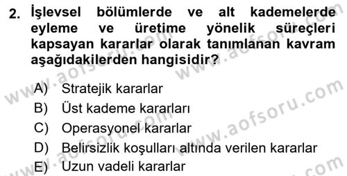 Havayolu İşletmelerinde Operasyonel Planlama Dersi 2024 - 2025 Yılı (Vize) Ara Sınav Soruları 2. Soru