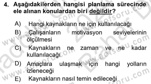 Havayolu İşletmelerinde Operasyonel Planlama Dersi 2024 - 2025 Yılı (Vize) Ara Sınav Soruları 4. Soru