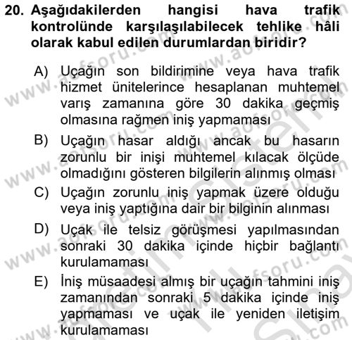 Havayolu İşletmelerinde Operasyonel Planlama Dersi 2024 - 2025 Yılı (Final) Dönem Sonu Sınav Soruları 20. Soru