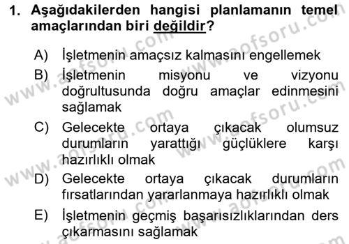 Havayolu İşletmelerinde Operasyonel Planlama Dersi 2024 - 2025 Yılı Yaz Okulu Sınav Soruları 1. Soru