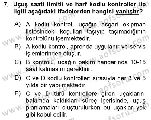 Havayolu İşletmelerinde Operasyonel Planlama Dersi 2024 - 2025 Yılı Yaz Okulu Sınav Soruları 7. Soru