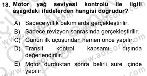 Havayolu İşletmelerinde Operasyonel Planlama Dersi 2025 - 2026 Yılı (Vize) Ara Sınav Soruları 18. Soru