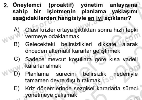 Havayolu İşletmelerinde Operasyonel Planlama Dersi 2025 - 2026 Yılı (Vize) Ara Sınav Soruları 2. Soru