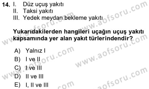 Havayolu İşletmelerinde Operasyonel Planlama Dersi 2025 - 2026 Yılı (Final) Dönem Sonu Sınav Soruları 14. Soru