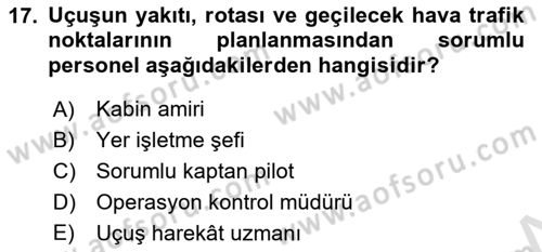 Havayolu İşletmelerinde Operasyonel Planlama Dersi 2025 - 2026 Yılı Yaz Okulu Sınav Soruları 17. Soru