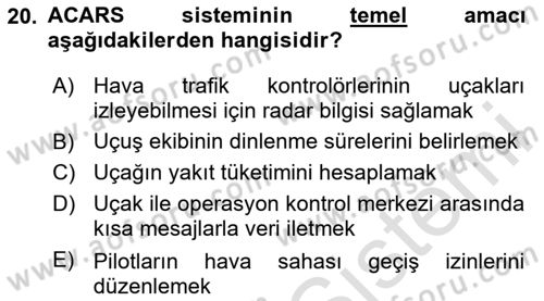 Havayolu İşletmelerinde Operasyonel Planlama Dersi 2025 - 2026 Yılı Yaz Okulu Sınav Soruları 20. Soru