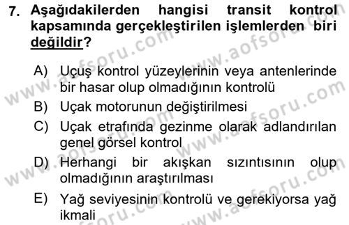 Havayolu İşletmelerinde Operasyonel Planlama Dersi 2025 - 2026 Yılı Yaz Okulu Sınav Soruları 7. Soru