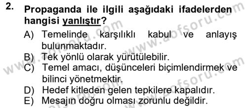 Halkla İlişkiler Dersi 2012 - 2013 Yılı (Vize) Ara Sınav Soruları 2. Soru