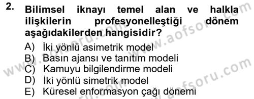 Halkla İlişkiler Dersi 2012 - 2013 Yılı (Final) Dönem Sonu Sınav Soruları 2. Soru