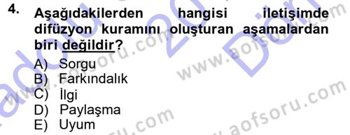 Halkla İlişkiler Dersi 2012 - 2013 Yılı (Final) Dönem Sonu Sınav Soruları 4. Soru