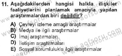 Halkla İlişkiler Dersi 2012 - 2013 Yılı Tek Ders Sınav Soruları 11. Soru